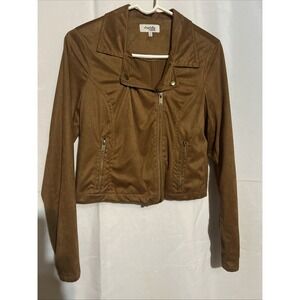 Tan Zip Bomber Jacket Charlotte Russe Size M